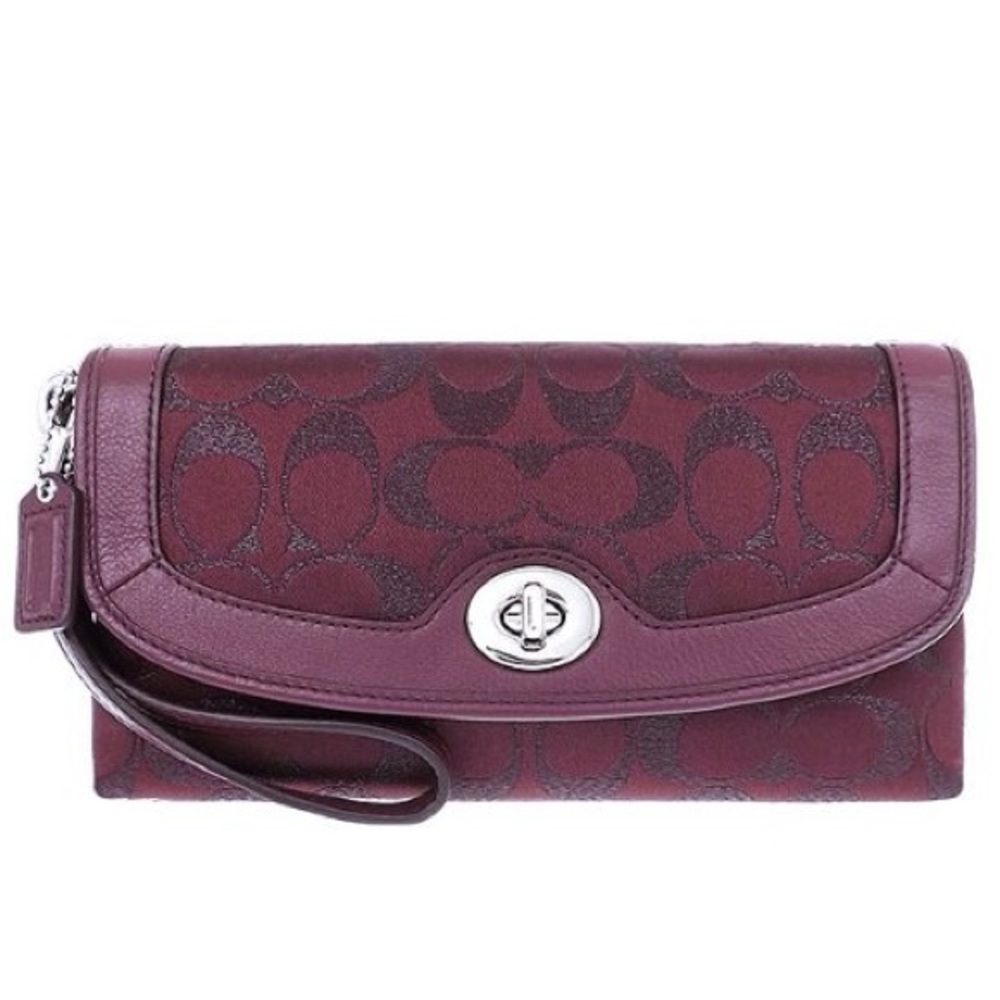 Coach Signature Wristlet Shoulder Bag Burgundy Merlot NWOT